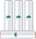 Stretch Wrap Roll, 18" x 1500ft 80 Gauge Heavy Duty Shrink Wrap Alternative, Clear Industrial Strength Stretch Film, Plastic Wrap for Moving, Packing, Pallet, Furniture(4 Rolls)