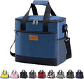 Iknoe Large Cooler Bag Collapsible 24 Can Insulated Bags Leakproof Lunch Cooler Tote with Multi-Pockets for Adult Insulated Thermal Bag for Beach, Picnic, Office Work(Blue)