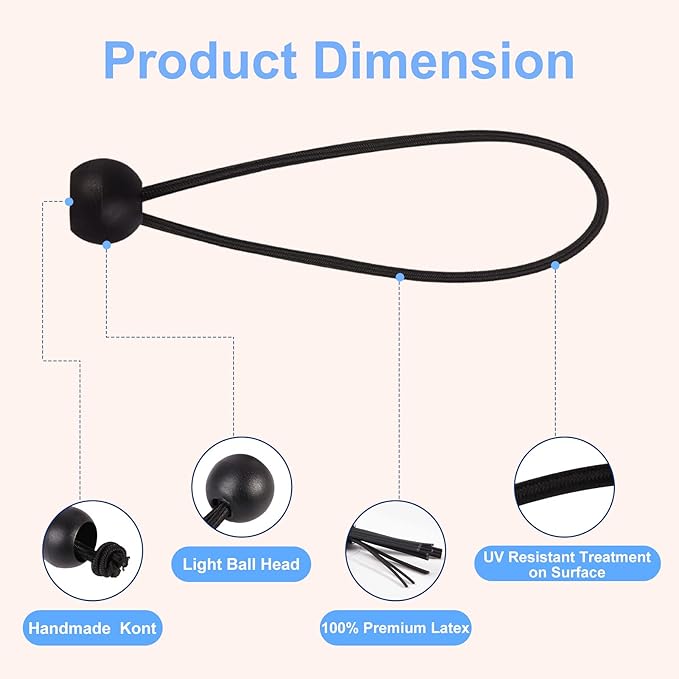 30PCS of 3 Sizes Ball Bungee Cords, 6, 9, 11 Inch Tarp Canopy Bungee Balls, Heavy Duty Tie Down Cord for Shelter, Gazebo, Camping, Tent, Cargo, Holding Wire and Hoses (Ball Size 1 inch)