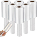 Frienda 6 Pcs 5 Inch Plastic Stretch Wrap Film Roll 500ft Clear Mini Moving Plastic Wrap Roll with Handle 80 Gauge Shrink Wraps Industrial Strength Shrink Film for Moving, Packing, Self Adhering