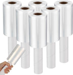 Frienda 6 Pcs 5 Inch Plastic Stretch Wrap Film Roll 500ft Clear Mini Moving Plastic Wrap Roll with Handle 80 Gauge Shrink Wraps Industrial Strength Shrink Film for Moving, Packing, Self Adhering