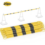 RoadHero 20 Pack 4 FT to 6.9 FT Retractable Cone Bar, Expandable Traffic Cone Bars for Parking Lots, Extendable Barricade for Road Construction, Black and Yellow, Cone Not Included