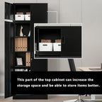 BESFUR Metal Storage Cabinet 87" H，Black Locking Storage Cabinets with Top Cabinet and 4 Adjustable Shelves for Home Office, Garage,School, Apartment, Warehouse, Utility Room