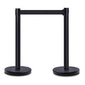 DuraSteel Crowd Control Barriers Line Dividers - Metal Stanchion Posts with 6.5ft Black Retractable Belt Ropes - for Store Queues, Airport Lines, Event Entries - 2 Set/Pack