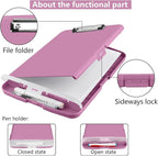 SFLHHDM Purple Clipboard with Storage, Clip Boards 8.5x11, Plastic Clipboard with Pen Holder, Teacher Clip Board, Clipboards Organizer for Women Teachers Work, School & Office Supplies