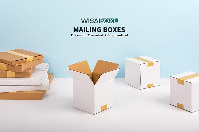 7x7x7 inch White Shipping Boxes, Corrugated Cardboard Small Boxes with Fragile Stickers for Business Mailing, Packing, Moving, Storage, 25 Pack