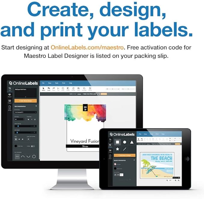 Removable Sticker Paper, White Matte, 1,000 Sheets, 8.5 x 11 Full Sheet Label, Inkjet or Laser Printer, Online Labels
