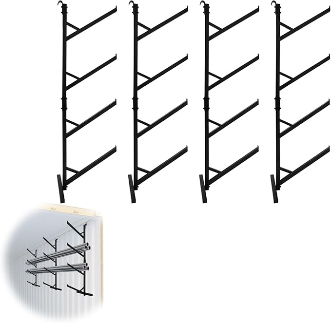 4 Tier Shipping Container Shelf 4 Pack, Heavy Duty Container Shelving Shelf, Hang and Hook Storage Cargo Shelves, Universal Pipe Racks for Shipping Container, 19" L x 64" H