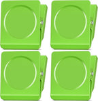 FINDMAG Extra Strong Magnetic Clips Heavy Duty, 4 Pack Super Large Magnetic Clips, Magnetic Christmas Light Clip for Home, Fridge, School, Kitchen (Green)