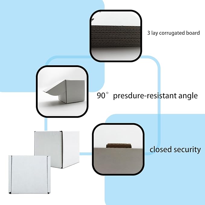 3x3x3 inch Shipping Boxes, White Corrugated Cardboard Box Literature Mailing Shipping Packaging Recyclable Storage Boxes and Craft Gifts Giving Products Business White Box Set of 25 (3''x3''x3'')