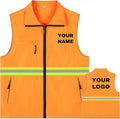 YOWESHOP Lightweight Zip-Up Safety Vest with Pockets for Outdoor Activities,Custom Logo Sleeveless Windbreaker