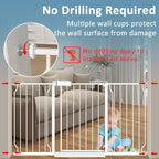 Extra Wide Baby Gate 34-38.5 Inch Wide with Pressure Mounted Extention Kit Walk Through Pet Gate Safety Child Gate for Stairs Doorways Kitchen Living Room