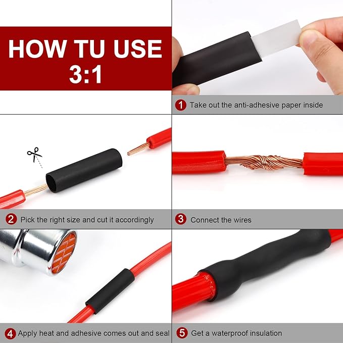 Chanzon 3:1 Ratio 3/4" (19.1mm) Heat Shrink Tubing - Marine Grade Waterproof Adhesive Lined - 4Ft Roll (1.22M Total Length) Black Polyolefin Sleeving Wrap Shrinking 3 to 1 Ratio 1pcs
