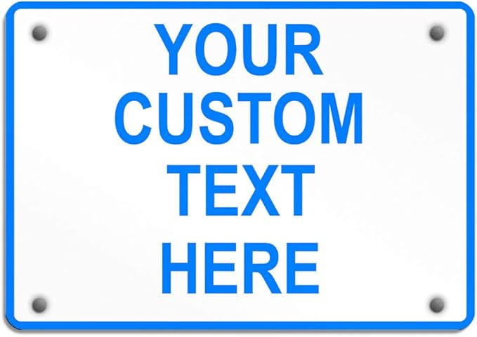 Aluminum Weatherproof Metal Sign Multiple Sizes Custom Personalized Text Here White Blue Notice Travel Horizontal Street Signs 24x18Inches