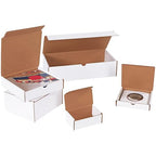 Box USA Corrugated Cardboard Literature Mailers, 12 x 12 x 6 Inches, Tuck Top One-Piece, Die-Cut Shipping Boxes, Large White Mailing Boxes (Pack of 50)