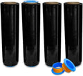4 Rolls x 18 Inch x 1500 FT x 80 Gauge [Upgraded] Black Premium Stretch Wrap, Heavy Duty Shrink Film for Shipping, Moving, Sealing - Stronger & Thicker, Durable