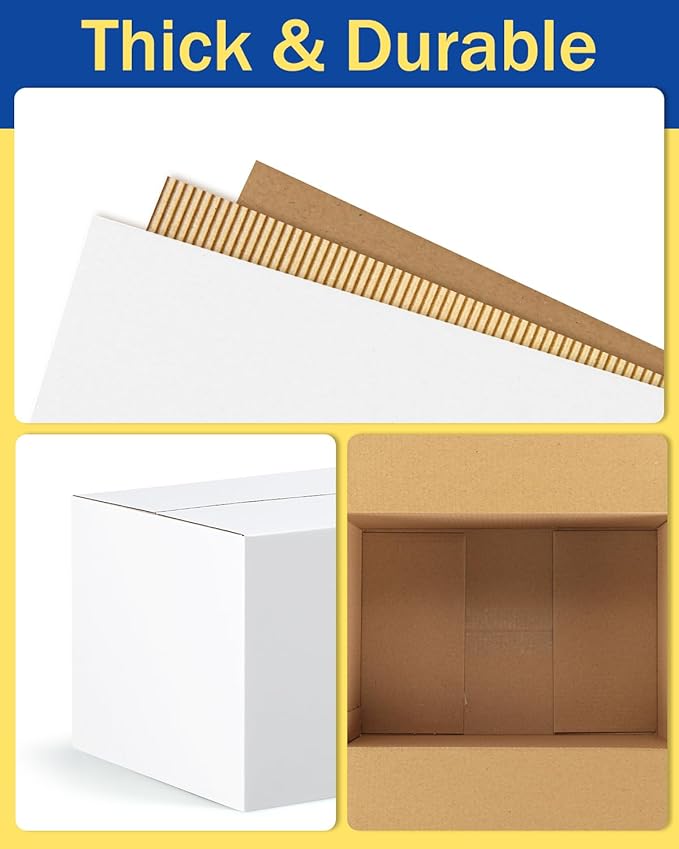 Assorted-Sizes-Shipping-Boxes-45-Pack: 8x6x6 & 10x7x5 & 11x6x6 Small-Shipping-Boxes-Mailers, White Corrugated-Cardboard-Boxes-for-Packing-Small-Business Mailing