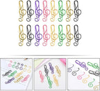 100pcs Metal Paper Clips Creative Music Note Shape Small Office Clips Colorful Document Fasteners Iron Material for School Home Stationery Organization