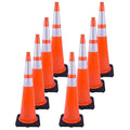 8 Pack 36 Inch Orange Reflective Traffic Cones, Large Black Base Safety Cones for Highway Construction, Crowd Control and Night Visibility (8, Orange, 36 Inch)