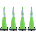 4 Pack 36 Inch Green PVC Traffic Cones Black Base Stable Large Size, Highway Traffic Outdoor Construction Safety Warning Cones (4, Green, 36 Inch)