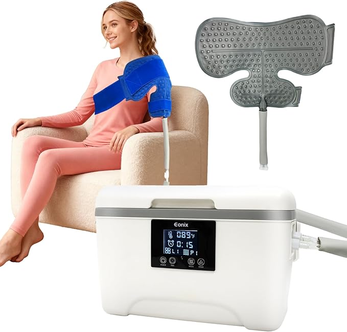 Cold Therapy Machine with Programmable Timer, Portable Ice Machine for Shoulder After Surgery,Shoulder Replacement Recovery System,Cryotherapy Pain Relief w/Compression Pad