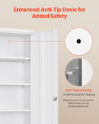 VEVOR Metal Storage Cabinet, Lockable Steel Garage Cabinet with Adjustable Shelves, 2 Magnetic Doors, 2 Keys, 5-Tiers Tool Storage Locker for Home,Office,School,Pantry,Warehouse,Basement,Laundry,White