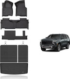 KELCSEECS® Floor Mats & Cargo Liner with Seatback Mats for 2021-2025 Chevy Tahoe & GMC Yukon 8Seats,All Weather Protection TPE Floor Liners Full Set Tahoe Accessories Black