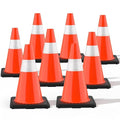 (8 Pack) BATTIFE Traffic Cones 18 Inch with Black Weighted Base, PVC Orange Cone for Traffic Control,Construction Events, Driveway Road Parking Lot