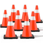 (8 Pack) BATTIFE Traffic Cones 18 Inch with Black Weighted Base, PVC Orange Cone for Traffic Control,Construction Events, Driveway Road Parking Lot