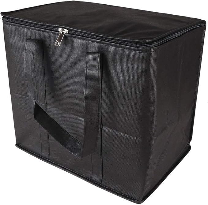 Ezek Reusable Insulated Grocery Bags in Black, Stand Upright, Double The Sturdy Zipper, Eco-Friendly Heavy Duty Non-Woven Reinforced Bottom & Handles.