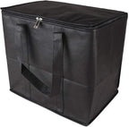 Ezek Reusable Insulated Grocery Bags in Black, Stand Upright, Double The Sturdy Zipper, Eco-Friendly Heavy Duty Non-Woven Reinforced Bottom & Handles.