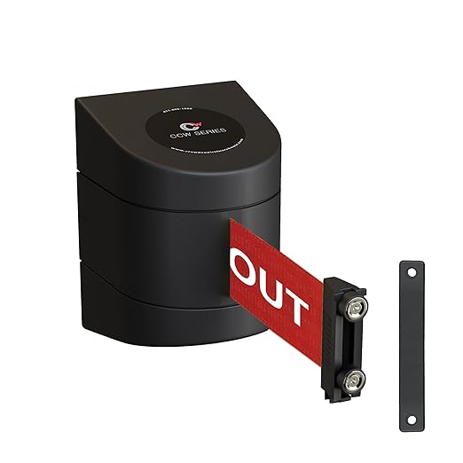 Crowd Control Warehouse - CCW Series WMB-220 Magnetic Wall Mount Retractable Belt Barrier - 15 Foot, Red with"Danger - Keep Out" White Letters Belt with Black ABS Case