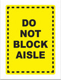 Do Not Block Floor Decals Aisle Yellow Anti-Slip Vertical Shape Lifestyle Industrial Door Signs Stickers 17Inches Longer Side