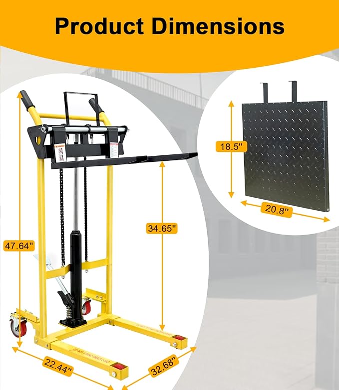 Foldable Hydraulic Material Lift, Pallet Jack Table Cart- 480-Lb. Capacity, 35in Lift. with Swivel Wheels, Steel Platform Board x 1