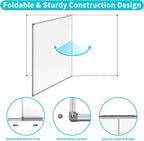 JILoffice Large Foldable White Board 60 x 48 Inches, Dry Erase Magnetic White Board, Silver Aluminum Frame with 2 Detachable Marker Tray Wall Mounted Board for Office Home and School