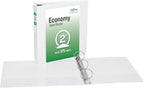 Office Essentials Economy View 3 Ring Binders, 2" Round Rings, 2.8" Spine, 375-Sheet Capacity, White Binders (4-Pack of 03146)