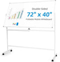 VOWNER Double-Sided Magnetic Whiteboard, 72" x 40" Large Mobile Dry Erase Board, Reversible Rolling White Board with Aluminum Frame & Stand, for Home Office, Classroom, School, White