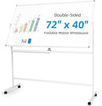 VOWNER Double-Sided Magnetic Whiteboard, 72" x 40" Large Mobile Dry Erase Board, Reversible Rolling White Board with Aluminum Frame & Stand, for Home Office, Classroom, School, White