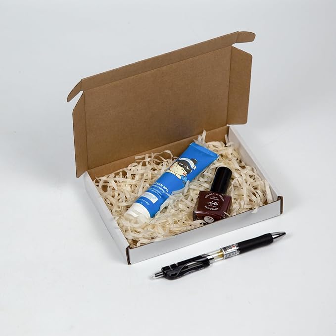 50 Pack 7x5x1 Inches Small Shipping Boxes, White Corrugated Cardboard Boxes, Moving Mailing Packing Box