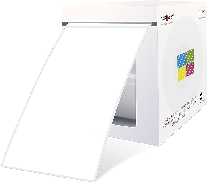 PARLAIM 3 x5 inch Rectangle Sticker Labels Adhesive Color Coding Stickers, 250PCS Inventory Label Tags for Business, School, White