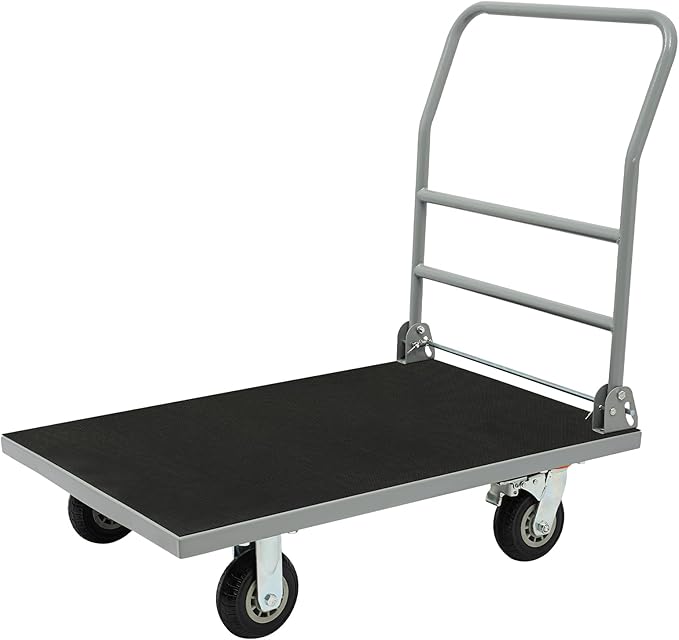 Heavy Duty Foldable Platform Truck Cart with 4 Wheels,36'' L x 24'' W Steel Rolling Flat Cart Push Cart Dolly Large Hand Truck Dolly 2200LBS Capacity Moving Hand Dolly for Groceries,Garage,Warehouse