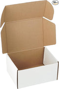 10 Pack 8"x6"x4" inch Small Shipping Boxes White Corrugated Cardboard Box for Small Business, Mailer, Shipping, and Packing