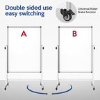 Rolling Whiteboard, Double Sided Magnetic Dry Erase Board Height Adjustable Whiteboard with Stand for Home Office Classroom (44" x 28")