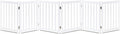 LZRS 6-Panel Extra-Wide Freestanding Wooden Dog Gate Indoor – 24”High Foldable Safety Pet Barrier for Doorways, Hallways, Kitchens, and Long Staircases, Durable Design fit Small to Medium Dogs, White