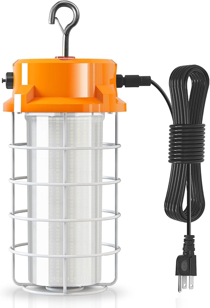 120W LED Temporary Work Light 18000Lm 5000K Daylight White Portable Hanging Construction Lighting Led High Bay Light for Workshop Mine Job Site Lighting