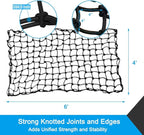 Bungee Cargo Net 4' x 6' Stretchable to 8' x 12' for Pickup Truck Bed Trailer Luggage Net Heavy Duty Tie-Down Mesh with 12 Pcs Hooks and Metal Carabiner Clips