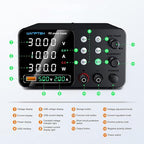 DC Power Supply Variable, 120V 3A Adjustable Switching Regulated Bench Power Supplies with Memory Preset/Locking Key/OCP Protection/Output/USB Fast Charging /4-Digit LED Display