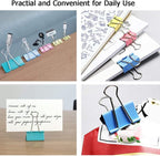 Vinaco 300PCS Paper Clips and Binder Clips Assorted Sizes, Colored Paper Clips (2" Large/1.3" Medium), Binder Clips (1" Medium /0.75" Small/0.6" Mini) and Rubber Bands for Home Office School