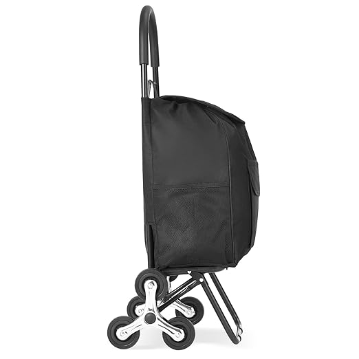 VEVOR Stair Climber Cart, 36L Capacity, Grocery Cart Laundry Stair Climbing Handcart with 6 Wheels & Oxford Cloth Bag, Foldable Stair Climber Hand Truck for Grocery Laundry, Black