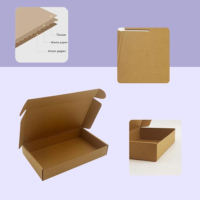 12x7x2 inches Shipping Boxes Bulk 25 Pack Brown, Corrugated Cardboard Box, Mailer Boxes for E-commerce Packaging and Holidays Gift, Small Giving Boxes for Wrapping Mailing Present